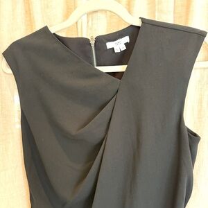 Helmut by Helmut Lang asymmetrical slightly draped LBD black dress sheath size M
